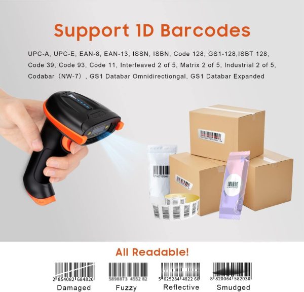 Tera Barcode Scanner Wireless 1D Laser Cordless Barcode Reader with Battery Level Indicator, Versatile 2 in 1 2.4Ghz Wireless and USB 2.0 Wired - Image 7
